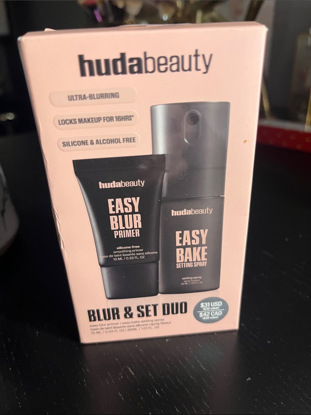 HUDA BEAUTY Easy Blur Primer & Easy Bake Setting Spray Duo - Pink Box